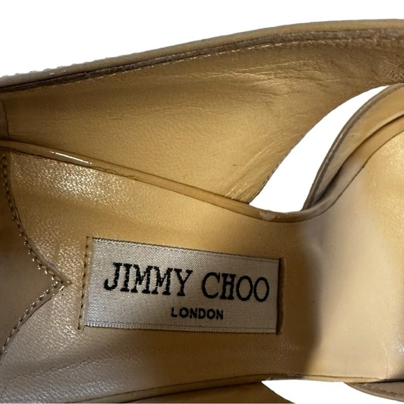 Jimmy Choo Private Nude Patent Leather Heels Sandals 39/9 fits US 8 runs small - Picture 14 of 15